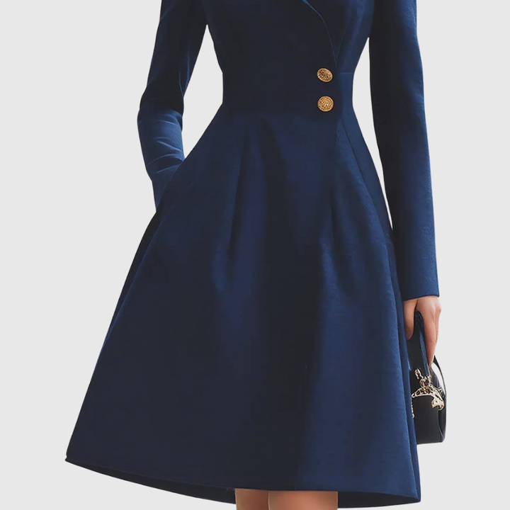 Eleanor | Navy Blue Fitted Coat Dress