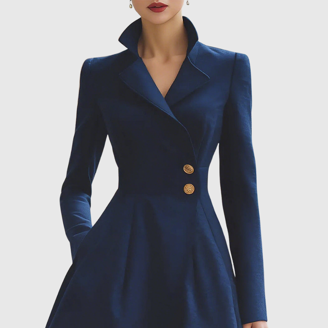Eleanor | Navy Blue Fitted Coat Dress