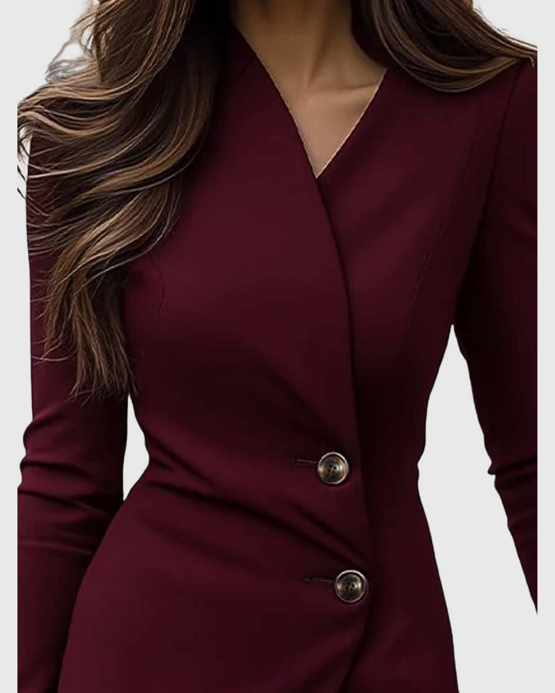 Luned | Burgundy Midi Dress with Button Closure