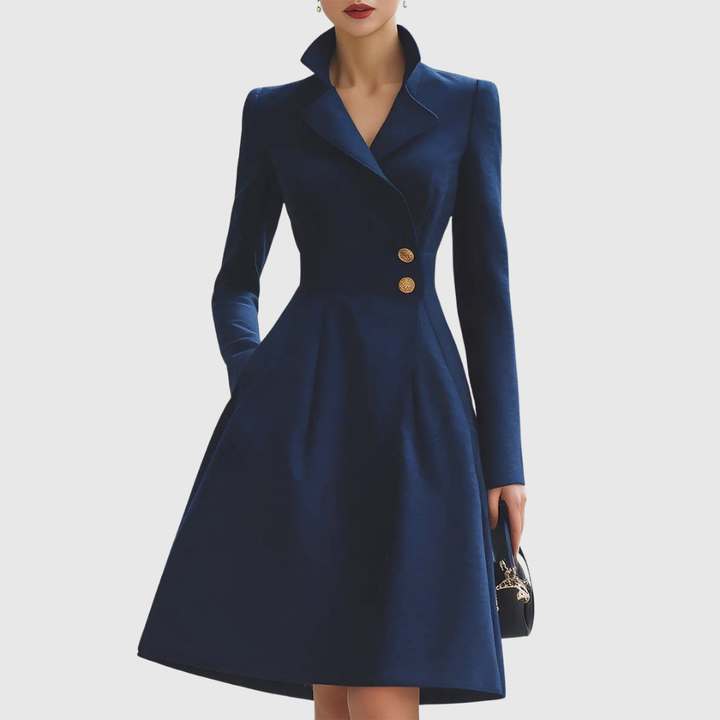Eleanor | Navy Blue Fitted Coat Dress